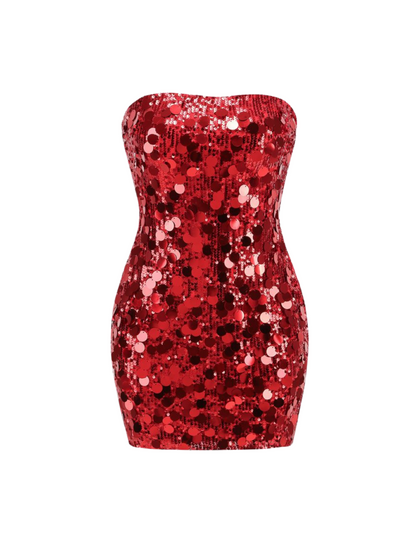 Mini Dress Paillettes Rosso/Bronzo