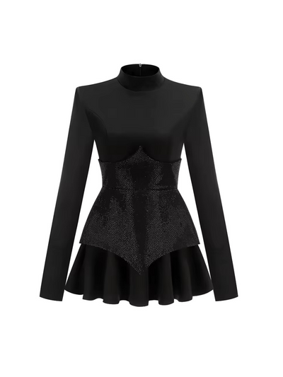 Abito Corsetto Nero con Gonna Voluminosa